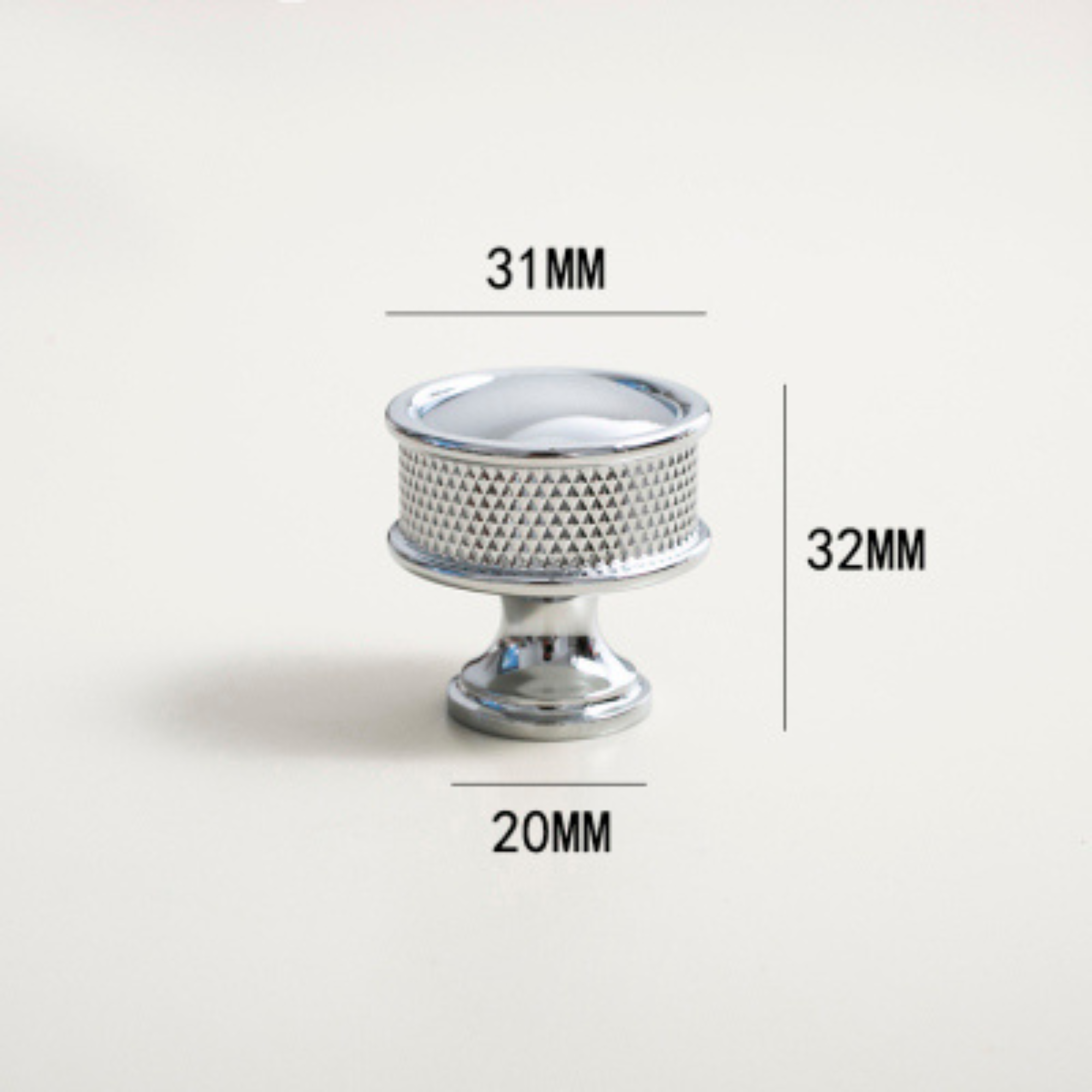 Polished Chrome Knurled Knob | Caneo