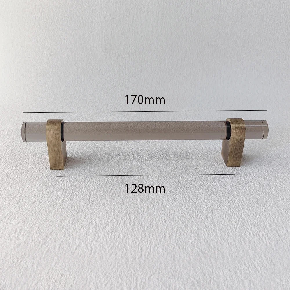 Acrylic and Brass Drawer Handles | Smoked Acrylic | Clear Acrylic | Fumo