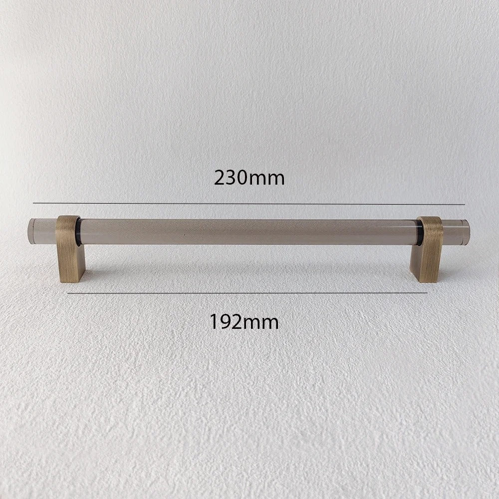 Acrylic and Brass Drawer Handles | Smoked Acrylic | Clear Acrylic | Fumo