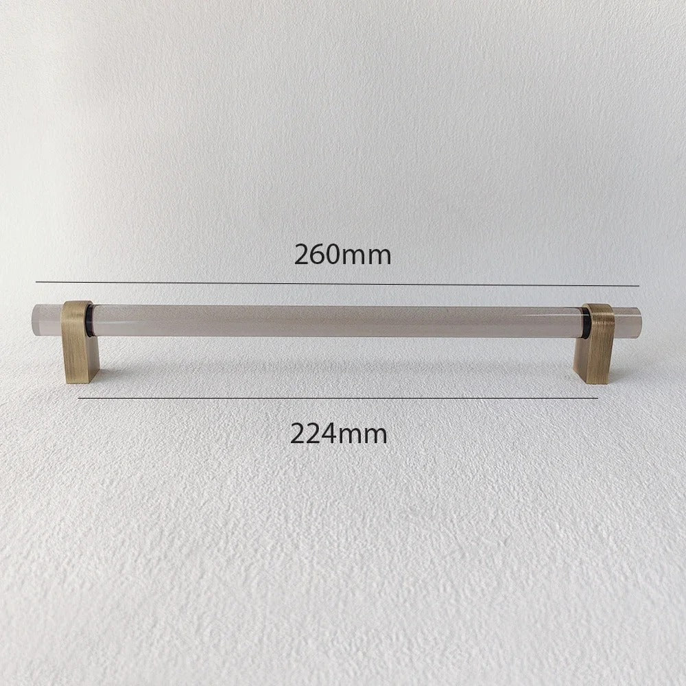 Acrylic and Brass Drawer Handles | Smoked Acrylic | Clear Acrylic | Fumo