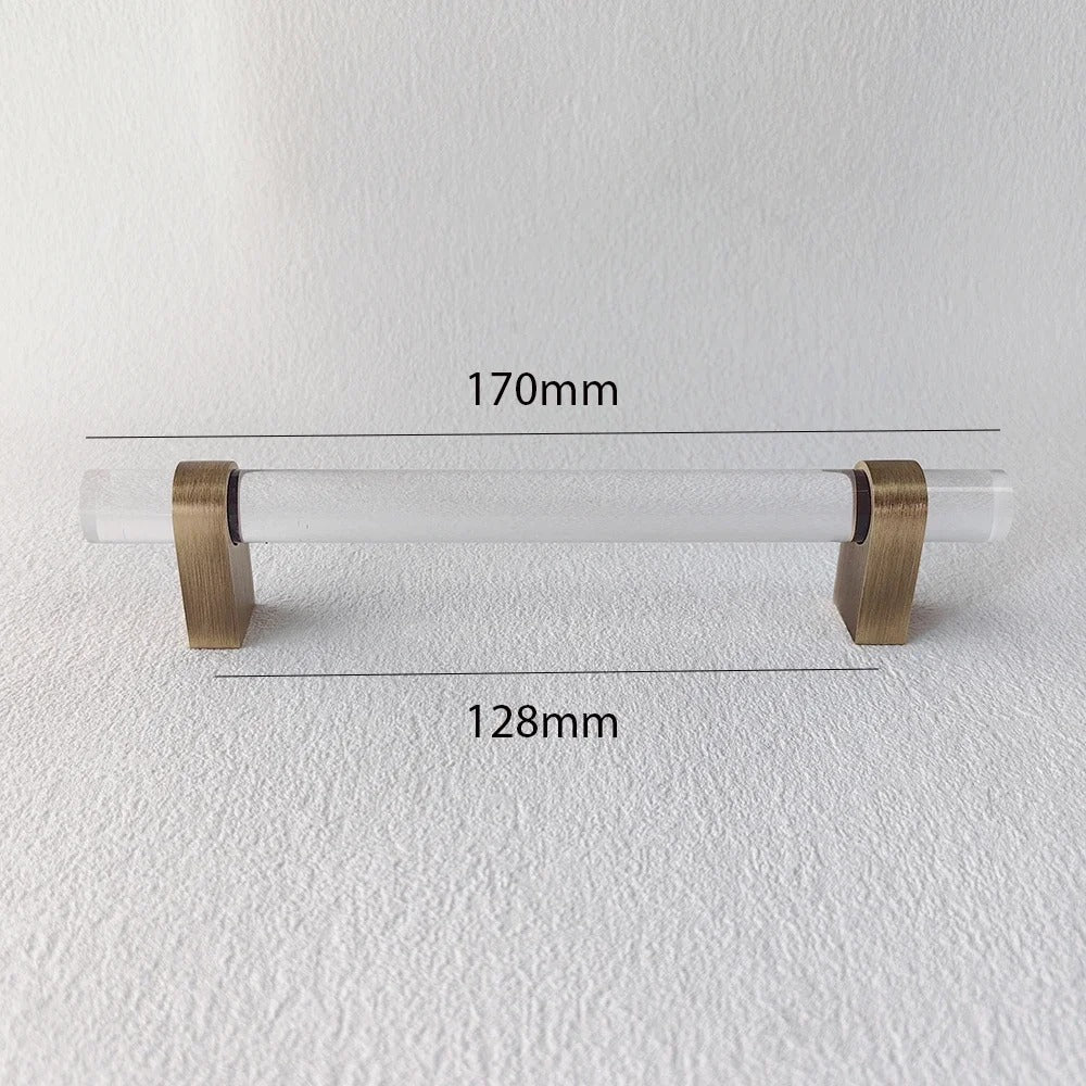 Acrylic and Brass Drawer Handles | Smoked Acrylic | Clear Acrylic | Fumo