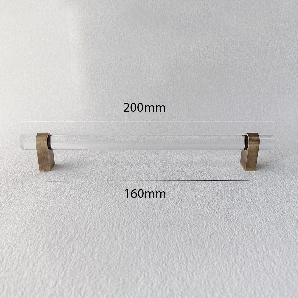 Acrylic and Brass Drawer Handles | Smoked Acrylic | Clear Acrylic | Fumo