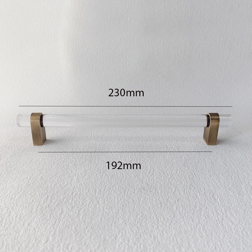 Acrylic and Brass Drawer Handles | Smoked Acrylic | Clear Acrylic | Fumo