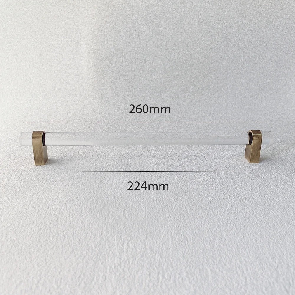 Acrylic and Brass Drawer Handles | Smoked Acrylic | Clear Acrylic | Fumo