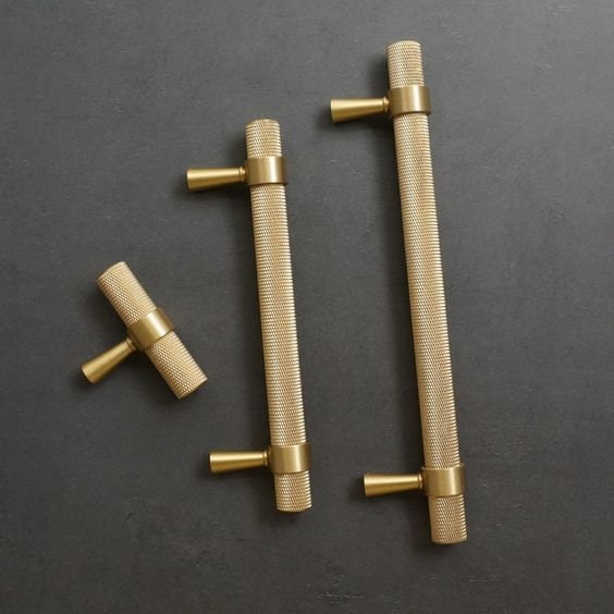 Knurled Brass Handles | Brushed Accents