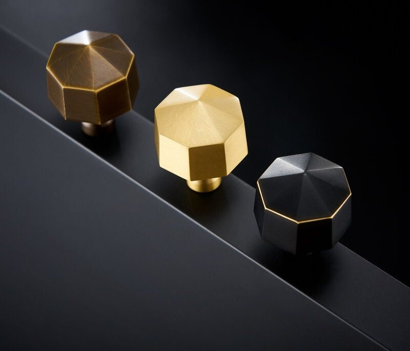 Octagonal Brass Knobs | Brass | Black| Bronze