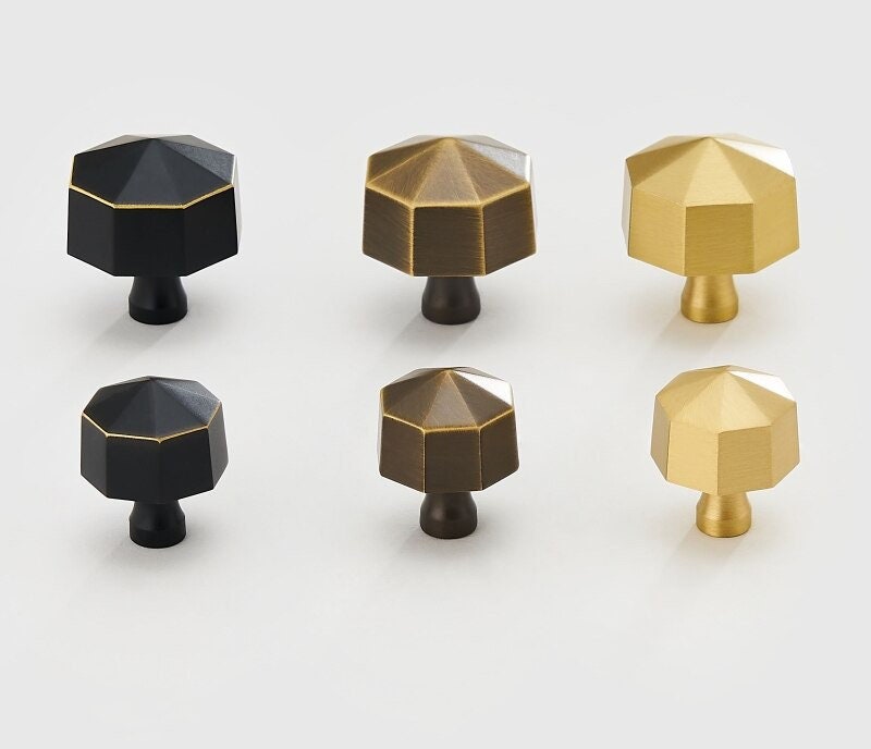 Octagonal Brass Knobs | Brass | Black| Bronze