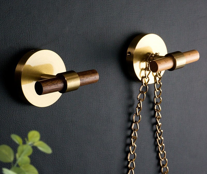 Wood and Brass Wall Hook | Acrylic Wall Hooks | Arbor Hamo
