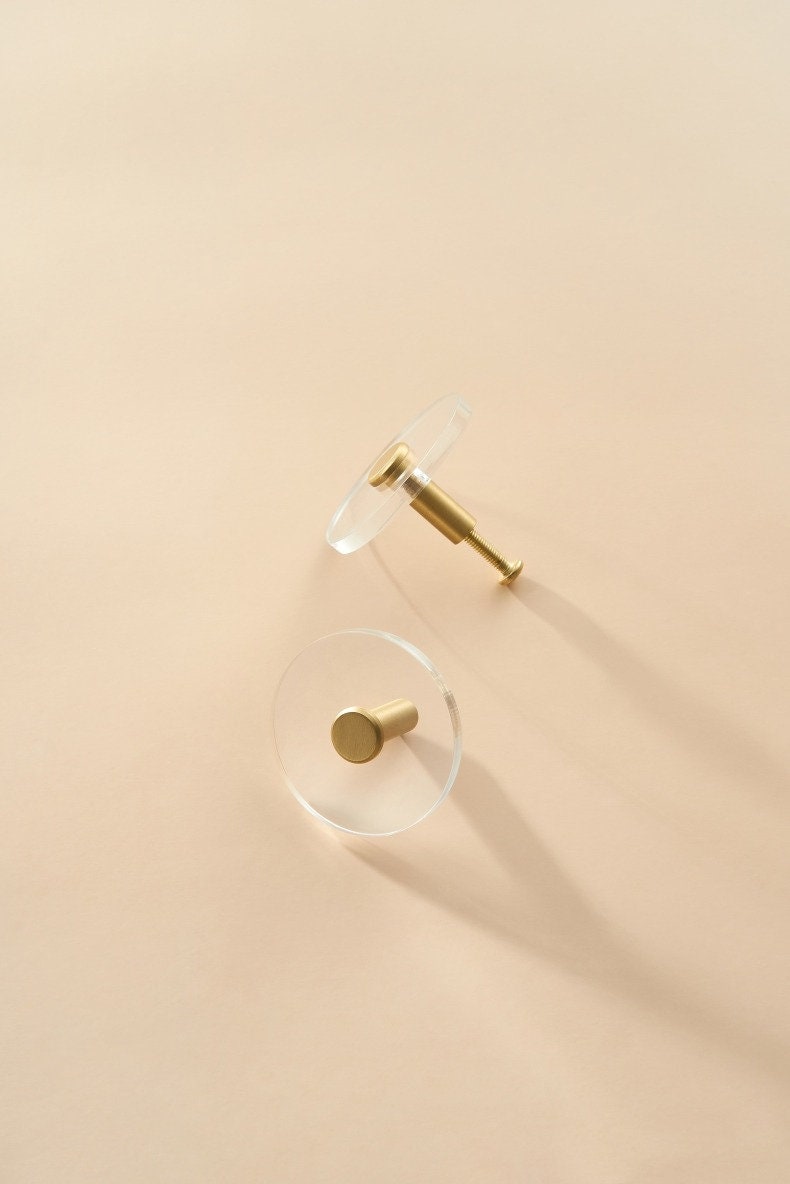 Acrylic & Brass Cabinet Knob/Wall Hook | Cael